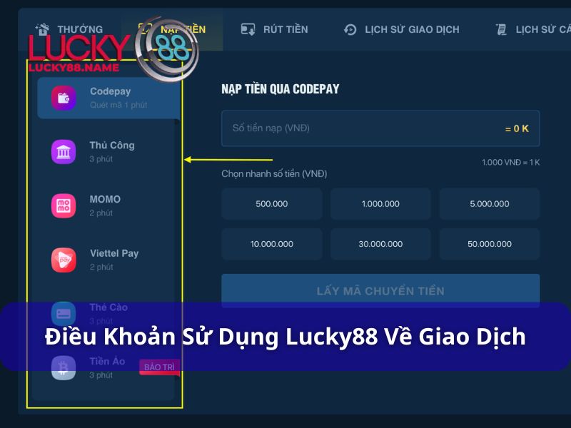 Điều Khoản Sử Dụng Lucky88 – Quy định quan trọng cho mọi hội viên 3 Các điều khoản sử dụng về giao dịch